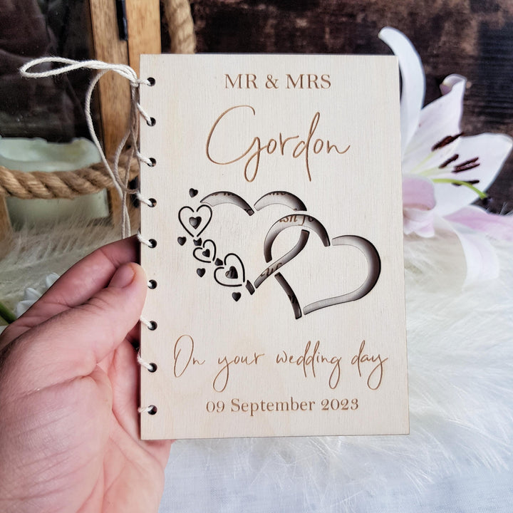 Personalised Wooden Wedding Card, Rustic Keepsake, Newlyweds Gift, Couple Gift Handmade Card