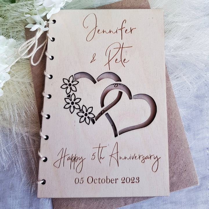 Personalised Wooden Anniversary Card, Rustic Keepsake, Customizable Gift, Couple Gift Handmade Card