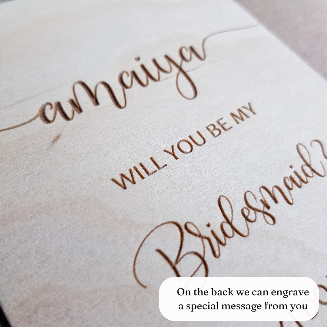 Bridesmaid Proposal Card Will You Be My Bridesmaid Gift, Personalised Wooden Rustic Keepsake - I Can't say I do without you