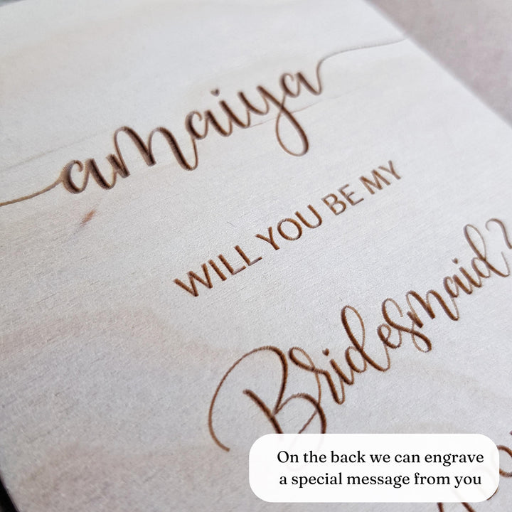 Bridesmaid Proposal Card Will You Be My Bridesmaid Gift, Personalised Wooden Rustic Keepsake - I Can't say I do without you