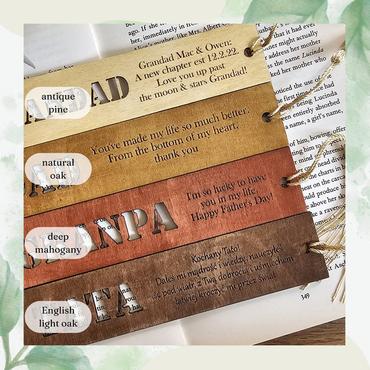 Personalised Wooden Bookmark - A Thoughtful Gift for Father's Day, Birthdays, and Dads Stepdad Grandads Boyfriend Brother Uncle Teachers