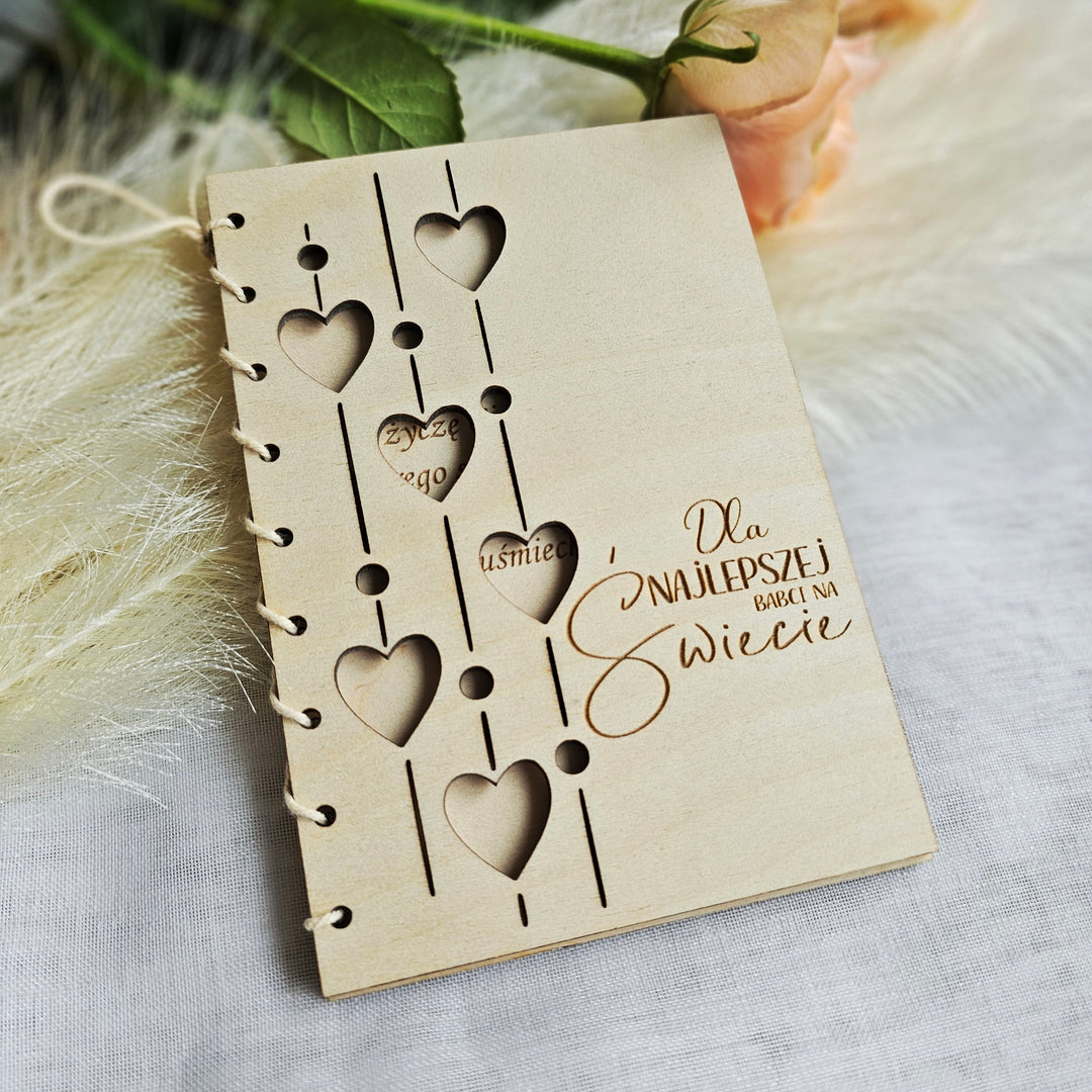 Personalised Grandmother's Day Card, Rustic Wooden Gift Keepsake, Kartka Prezent na Dzien Babci i Dziadka, Birthday Card Granny Grandma Mum