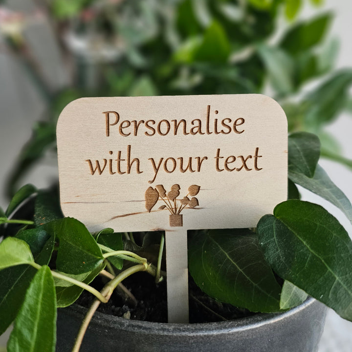 Personalised wooden plant gift tag - Rectangle shape