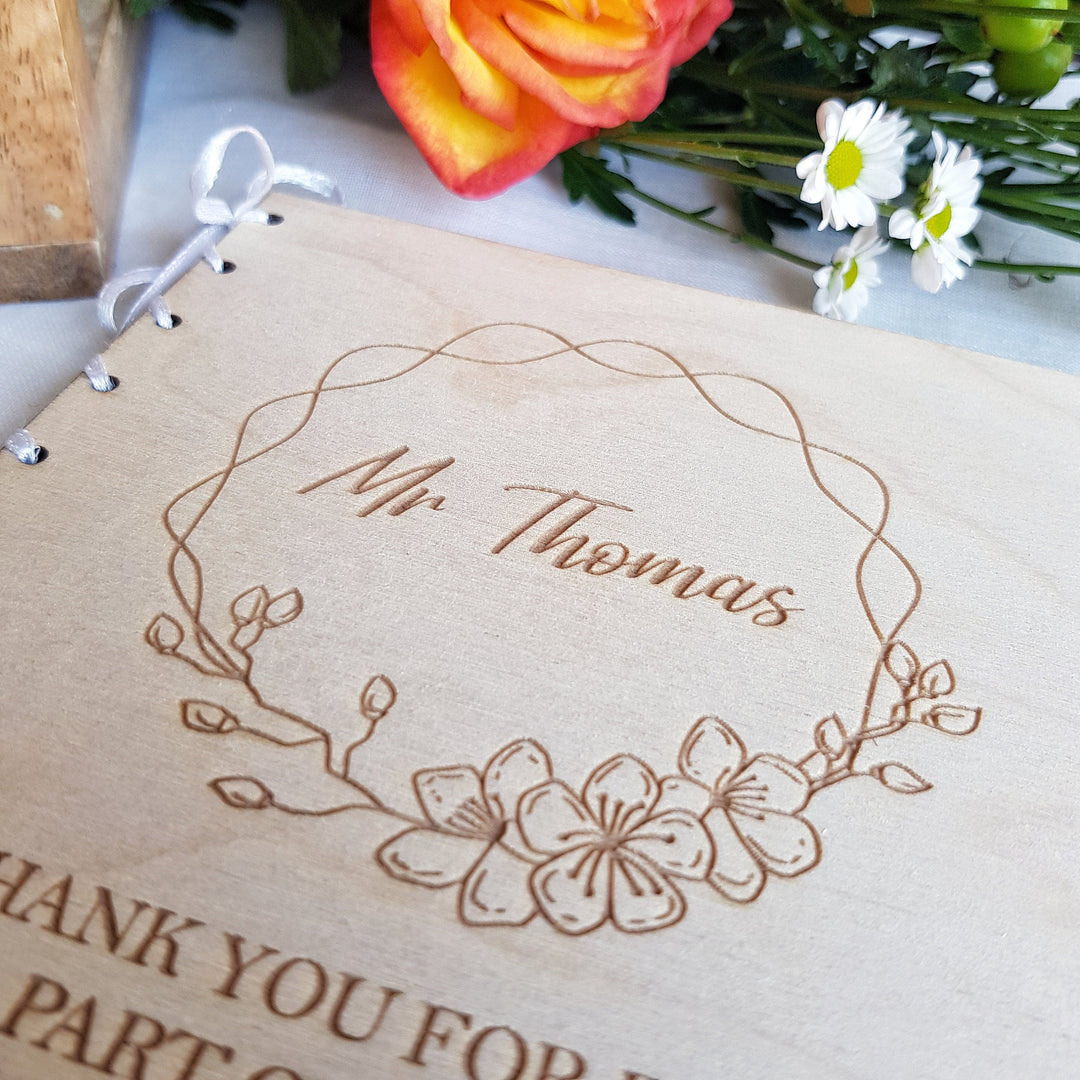 Personalized Wooden Thank You Card - Custom Graduation Keepsake for Teachers Teaching Assistants