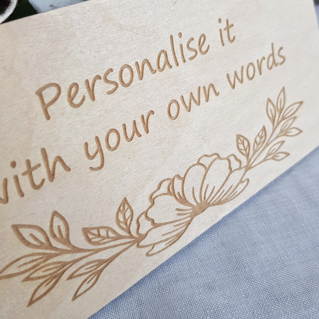 Personalised Rustic Wooden Plaque - Floral Design - Bedroom Doors, Offices