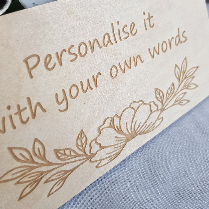 Personalised Rustic Wooden Plaque - Floral Design - Bedroom Doors, Offices