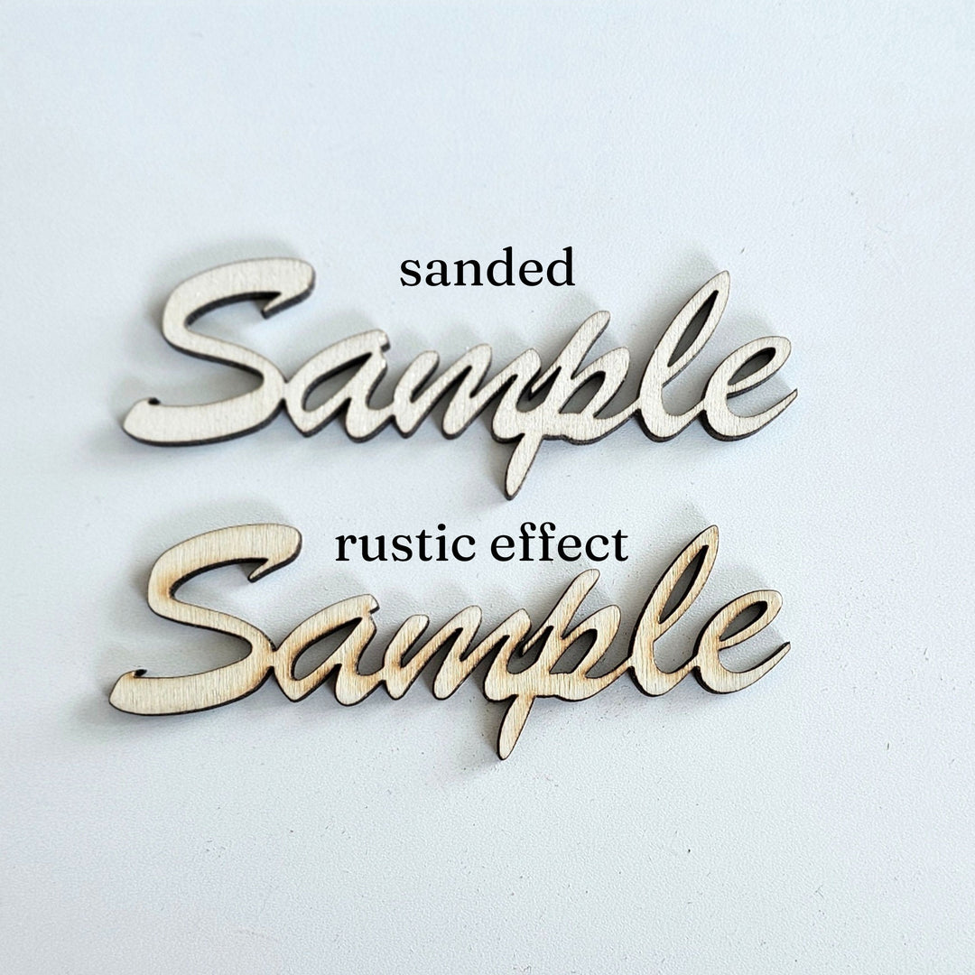 Rustic wooden names / words, custom laser cut, wedding place cards, place setting, wall art and craft, 4 height sizes