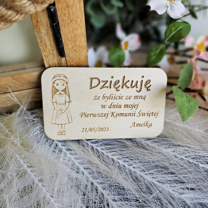 Personalised First Holy Communion Thank you magnet, Baptism Christening Naming Ceremony Confirmation Favours, Wooden Gift Keepsake, Girl