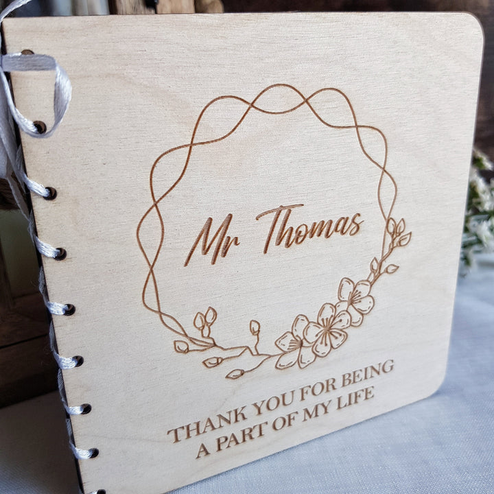 Personalized Wooden Thank You Card - Custom Graduation Keepsake for Teachers Teaching Assistants