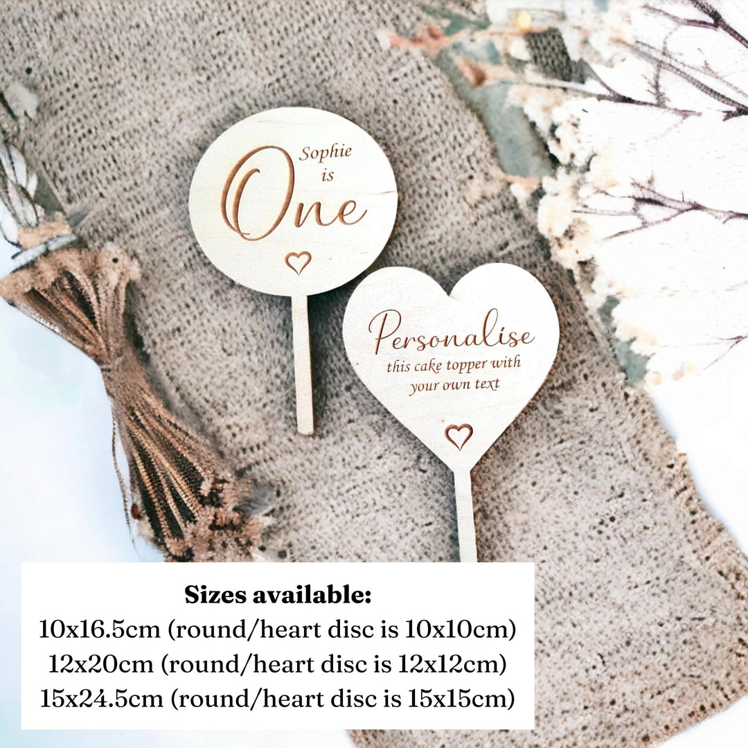 Personalised Wooden Cake Topper - Birthday, Weddings, Anniversary, Baptism, First Holy Communion