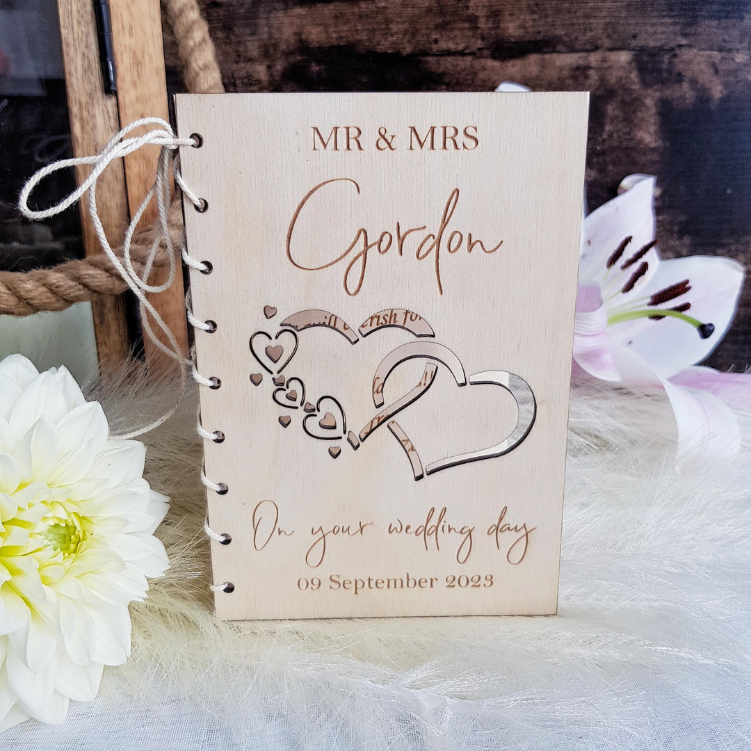 Personalised Wooden Wedding Card, Rustic Keepsake, Newlyweds Gift, Couple Gift Handmade Card