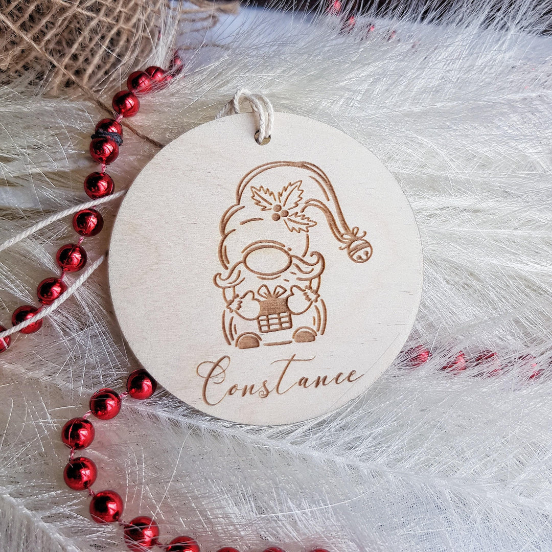 Customisable Winter Gnome Ornament - Personalized Christmas Bauble Decoration