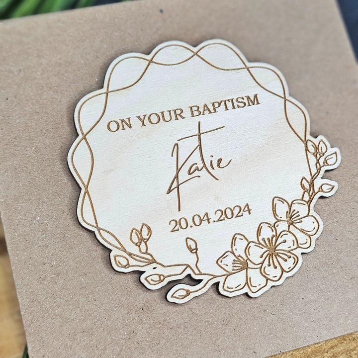 Personalised Christening Card - Baptism wooden gift