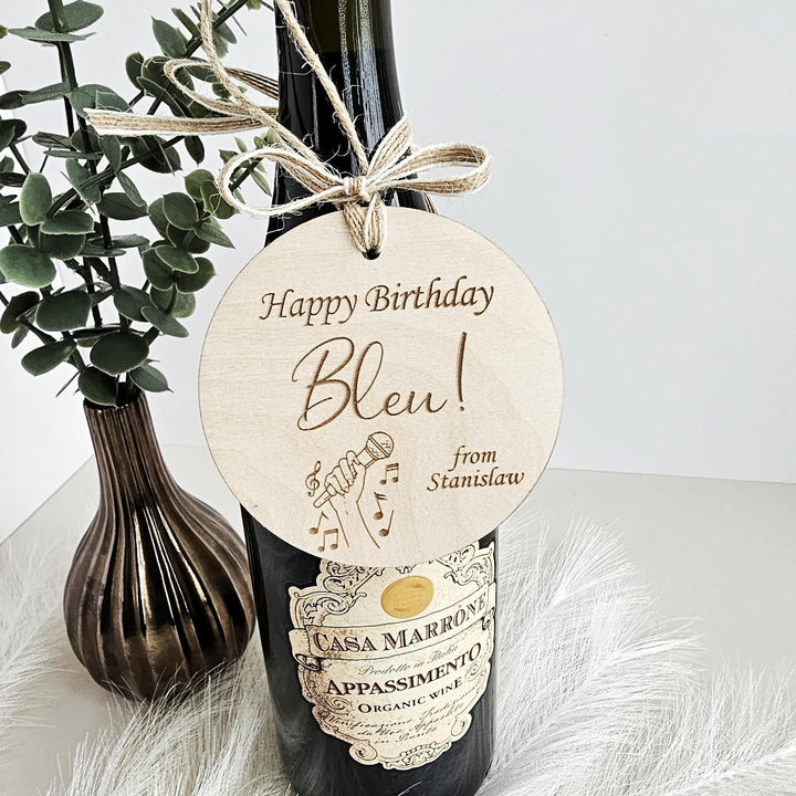 Personalised Wooden Gift Tag: Rustic Keepsake for Singer, Music Lover