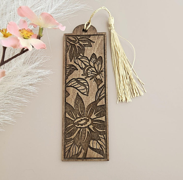 Sunflower Bookmark - Personalised Laser Engraved Book Lover Gift, Wooden Present for Readers