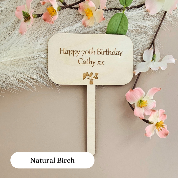 Personalised wooden plant gift tag - Rectangle shape