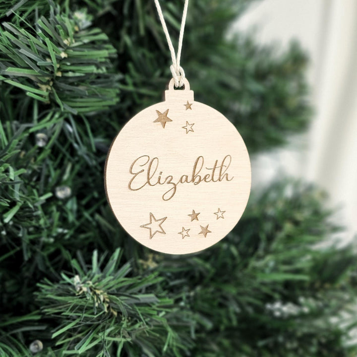 Personalized Engraved Wooden Christmas Bauble - Unique Teacher Student or Coworker Gift - Festive Secret Santa Ornament