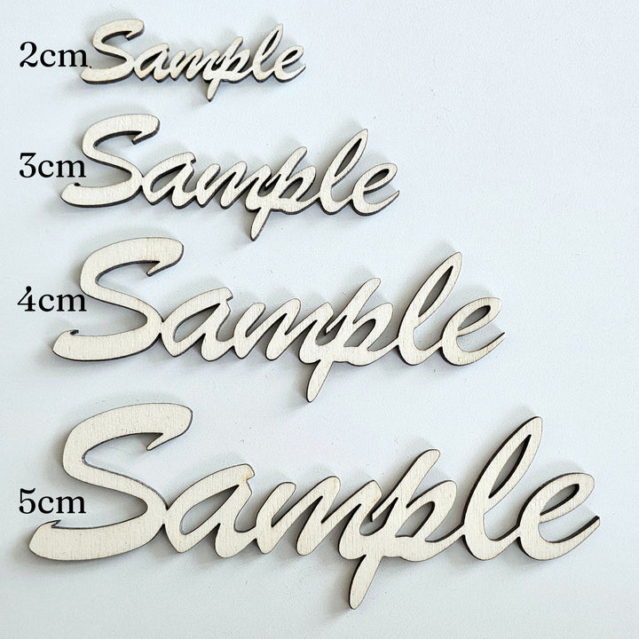 Rustic wooden names / words, custom laser cut, wedding place cards, place setting, wall art and craft, 4 height sizes