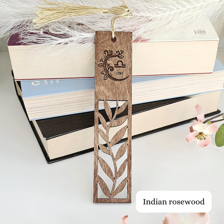 Zodiac Leaf Pattern Bookmark - Personalised Laser-Cut Wooden Gift