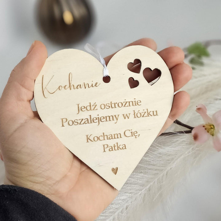 Personalised Wooden Car Mirror Pendant - Valentines Day Gift for Driving Partner