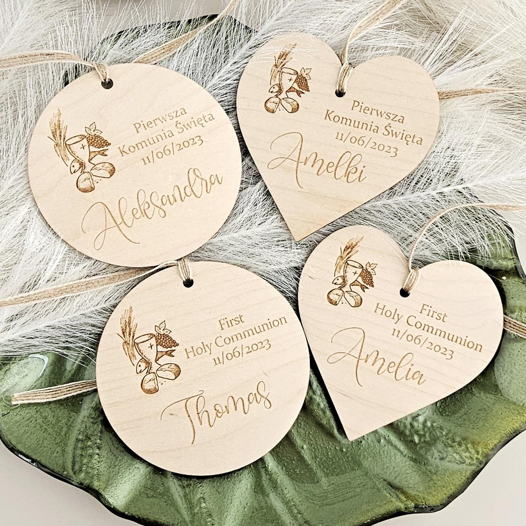 Personalised First Holy Communion Wooden Ornament Keepsake - Motyw Kielicha