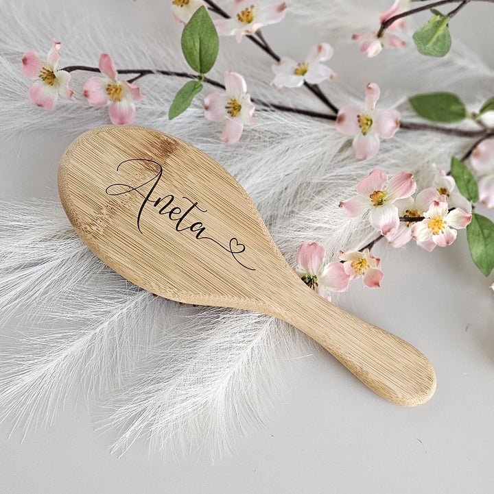 Personalized Eco-Friendly Bamboo Hairbrush - Engraved Gift for Dancer Girlfriend Mother Teenage Girl