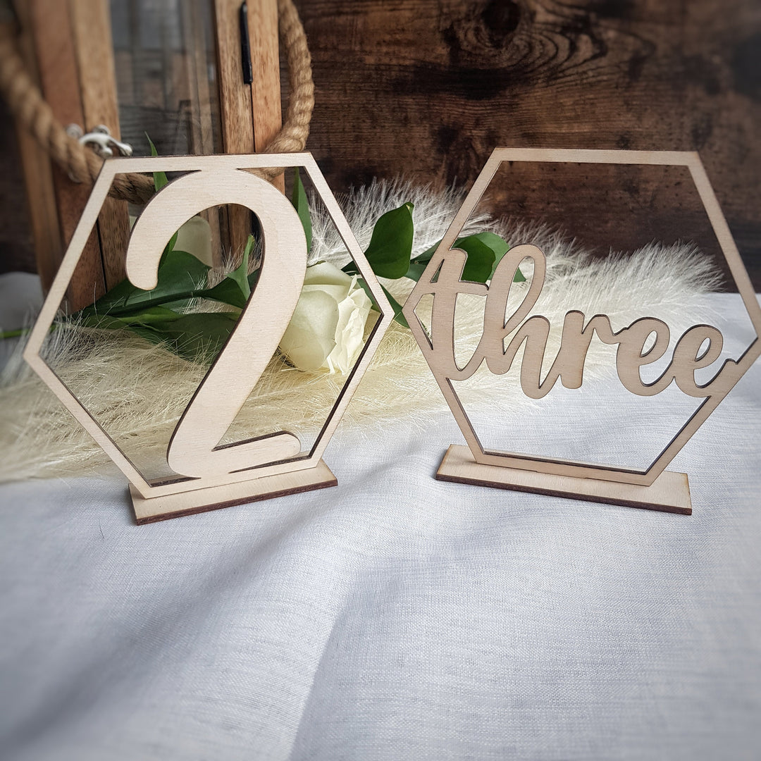 Rustic Hexagon Wooden table numbers, Unique Wedding Table Numbers, Wooden Table decoration, Rustic table décor