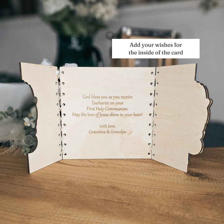 Personalised Wooden First Holy Communion Card Keepsake Gift, Chalice