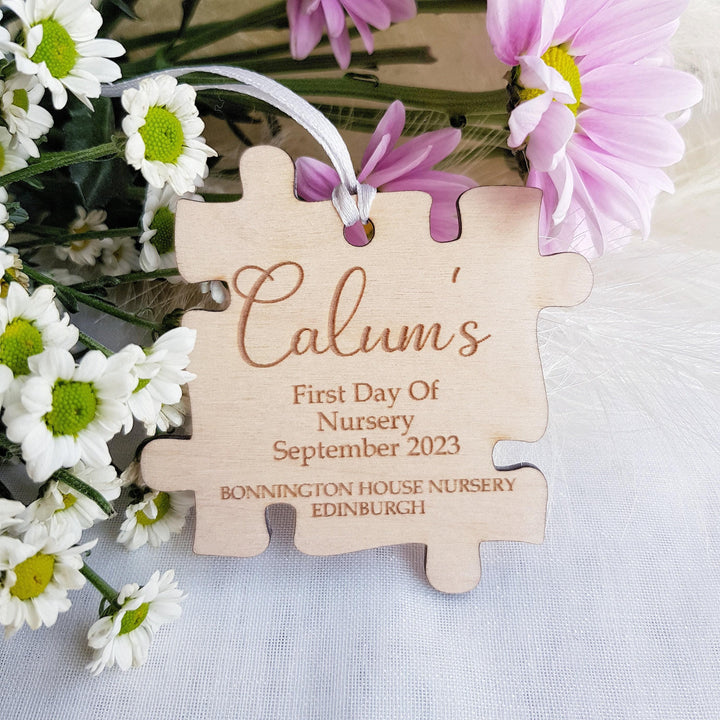 Personalised First Day of School Keepsake - Engraved Wooden Gift Tag Ornament