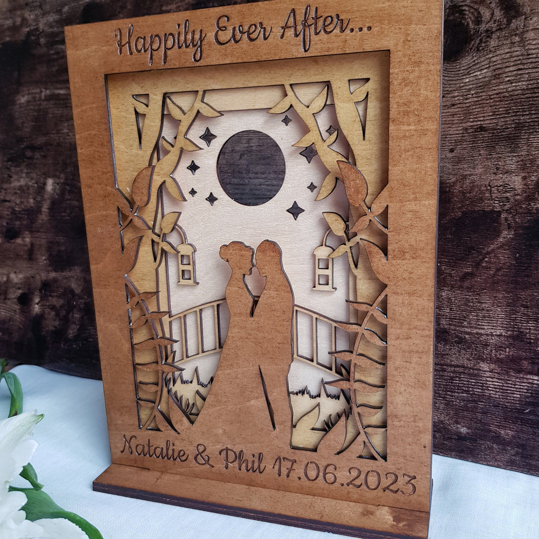 Happily Ever After Personalised Wedding Keepsake - Custom Wooden Layered Gift