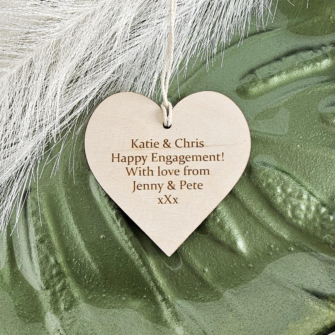 Personalised Wooden Heart Gift Tag - Rustic Wedding  Birthday Keepsake
