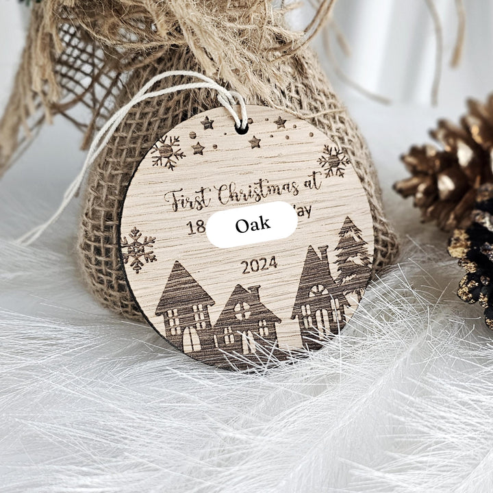 Personalised Wooden First Christmas Ornament - Custom Housewarming Keepsake Bauble