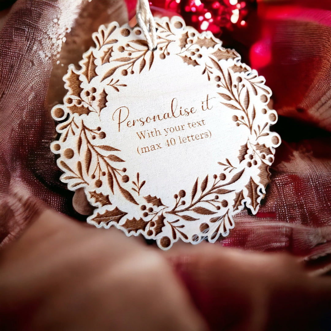 Personalised Wooden Christmas Bauble - Family Decoration for New Home Engagement or First Marriage