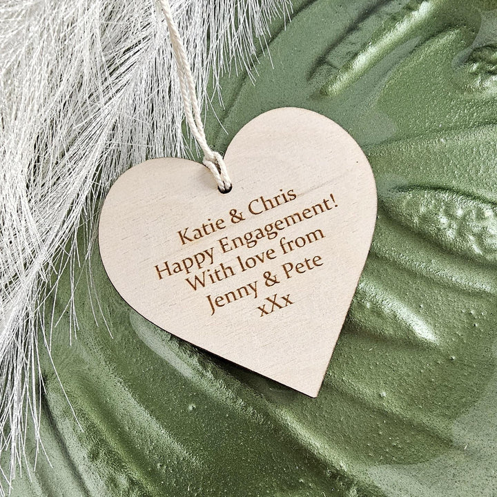 Personalised wooden heart gift tag, Rustic Keepsake, Thank You Birthday Wedding Anniversary Congratulations Present