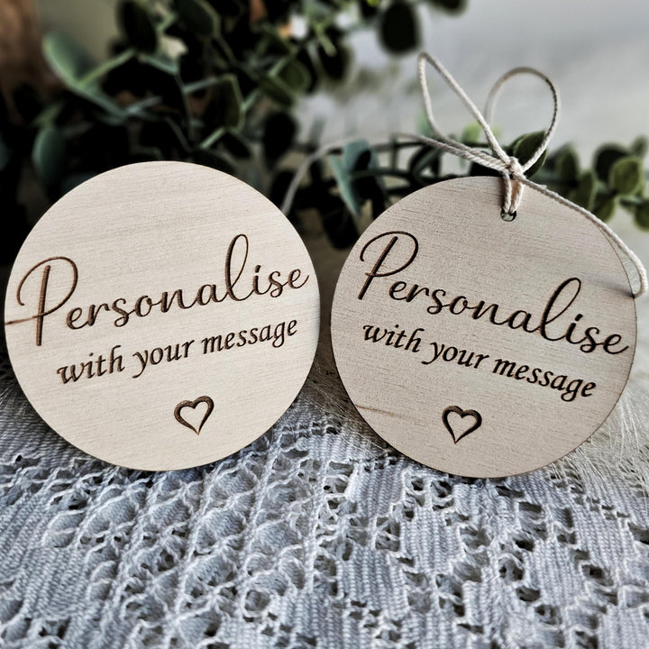 Personalised Wooden Gift Tag - Custom Engraved Keepsake Label