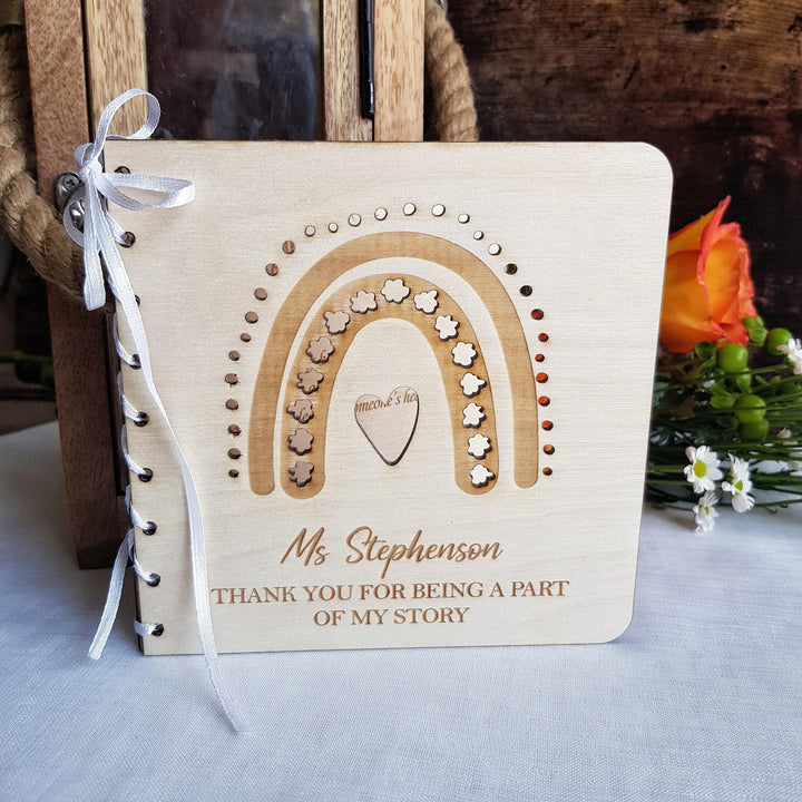 Personalized Wooden Rainbow Card for Teachers - End of School Keepsake Gift