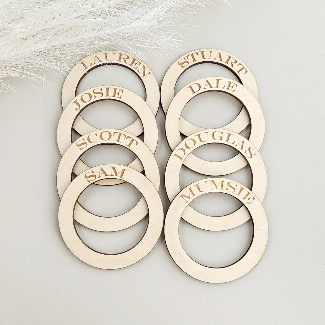 Personalised Wooden Napkin Rings - Rustic Wedding Table Decor, Christmas Dinner, Birthday Party, Anniversary Event, Table Place Setting