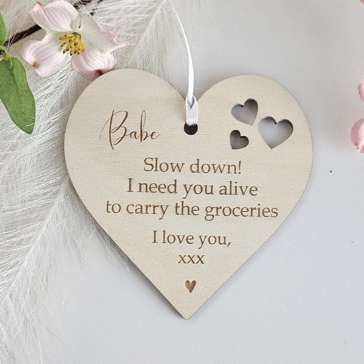 Personalised Wooden Car Mirror Pendant - Valentines Day Gift for Driving Partner