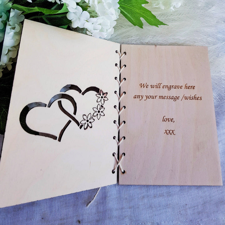 Personalized Wooden Anniversary Card - Rustic Keepsake Gift for Couples