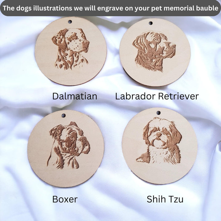 Personalised Memorial Dog Bauble - Pet Loss Ornament with Angel Wings