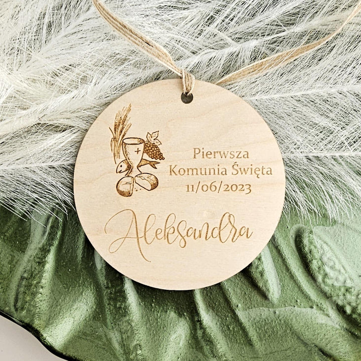 Personalised First Holy Communion Wooden Ornament Keepsake - Motyw Kielicha