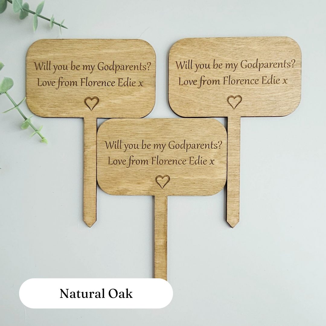 Personalised wooden plant gift tag - Rectangle shape