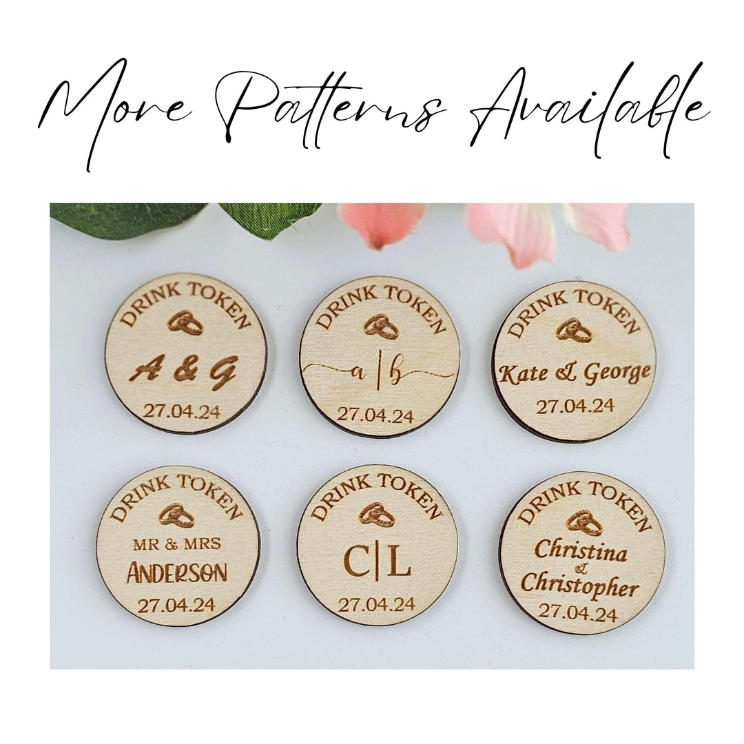 Wooden Drink Tokens – Personalised Engraved Bar Vouchers for Weddings & Parties