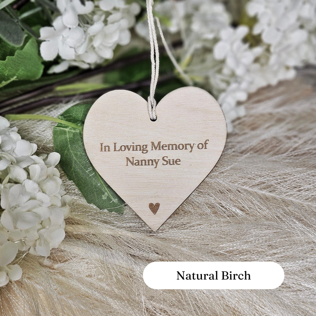 Personalised Wooden Heart Ornament, Engraved Wooden Tag, Custom Message, Keepsake Gift