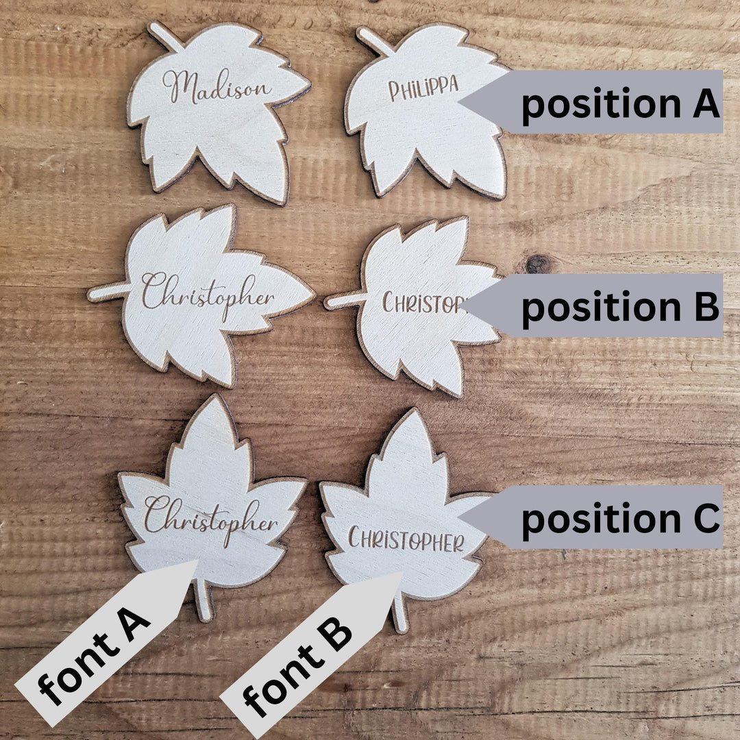 Personalised Maple Leaf Place Setting: Rustic Wood Fall Table Decor