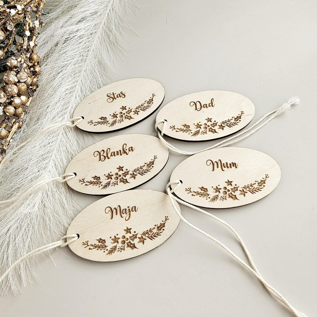 Personalized Wooden Christmas Gift Tags  Luxury Wrapping Labels for Wreaths  Gift Boxes