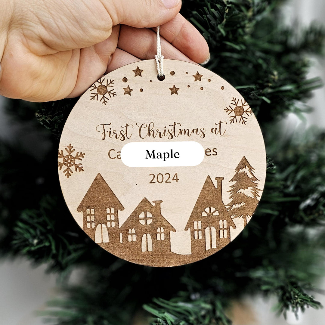 Personalised Wooden First Christmas Ornament - Custom Housewarming Keepsake Bauble