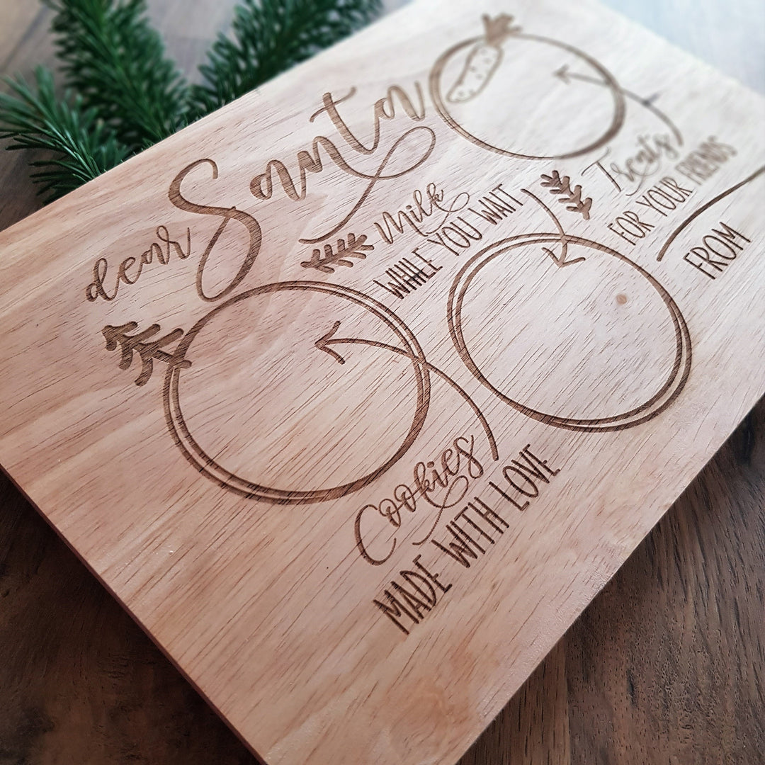 Personalised Christmas Eve Treat Board for Santa - Milk Cookies  Reindeer Snacks