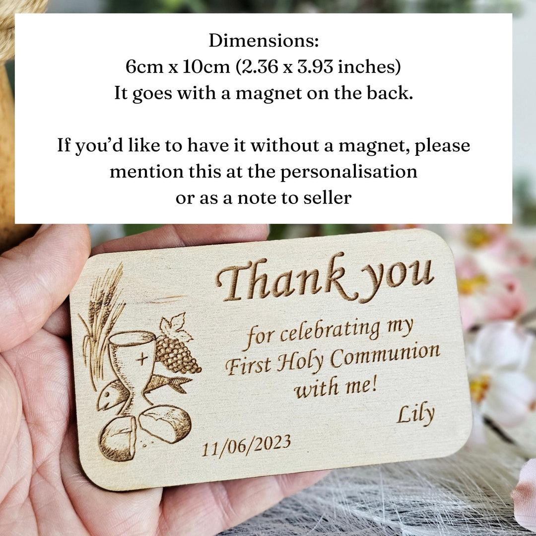 Personalised First Holy Communion Baptism Christening Naming Ceremony Confirmation Favours ,Thank You Wooden Gift Keepsake Magnets, Chalice