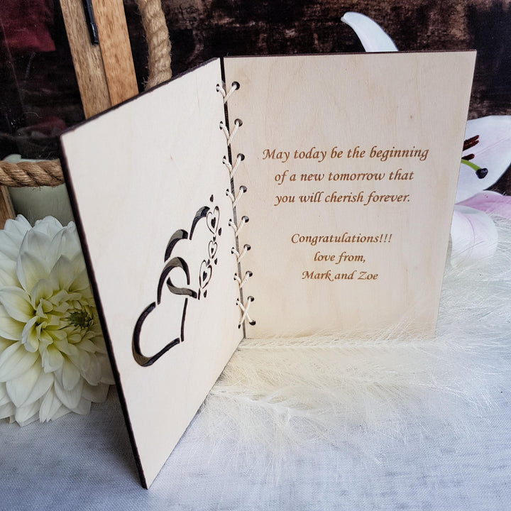 Personalised Wooden Wedding Card, Rustic Keepsake, Newlyweds Gift, Couple Gift Handmade Card